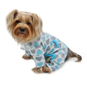 Blue & Gray Hearts Fleece Turtleneck Pajamas - XL