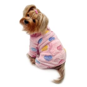 Ultra Plush Colorful Hearts Turtleneck Pajamas - Pink - XL