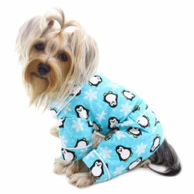 Penguins & Snowflake Flannel PJ with 2 Pockets (Turquoise) - S