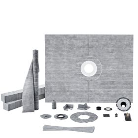 VEVOR Shower Curb Kit, 60"x48" Shower Pan Kit with 2" ABS Central Flange, Waterproof Membrane, Stainless Steel Grate and Joint Sealant