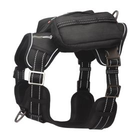 PETMARVEL High-Perfomance Tactical Dog Harness With Backpack, No Pull Front Clip & Metal Buckles (Option: Black-Medium)