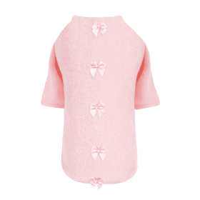 Dainty Bow Sweater (Color: Peach, size: SM)