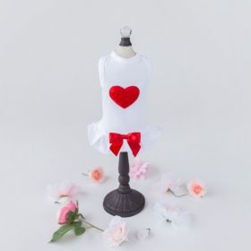 Puff Heart Dog Dress (Color: Red, size: XXS)